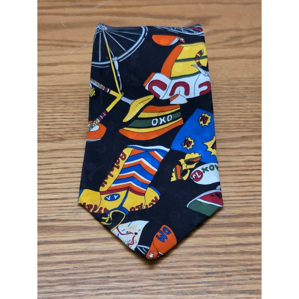 Nicole Miller Vintage Novelty 1990 Hand Sewn Silk Bicycle Enthusiast Neck Tie